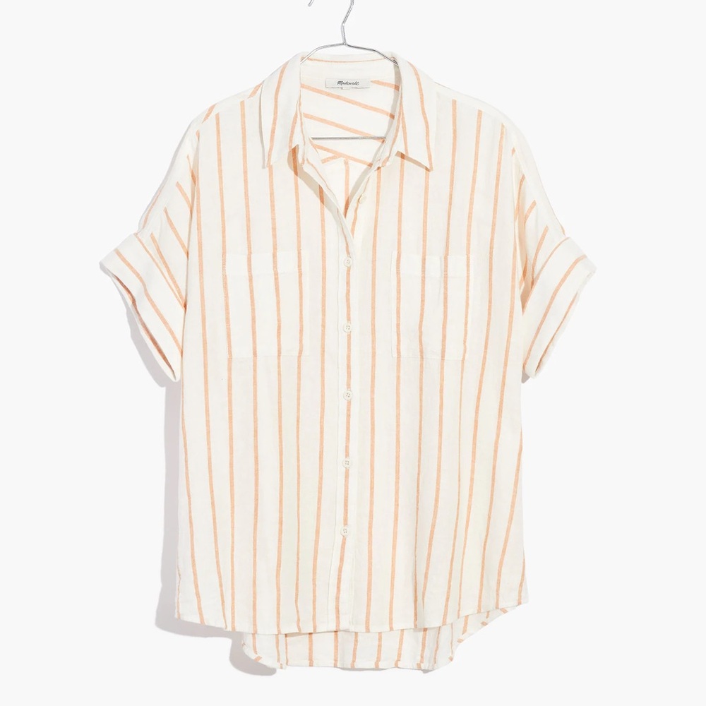 Madewell Linen-Blend Courier Shirt in Textured Stripe NF209 XS